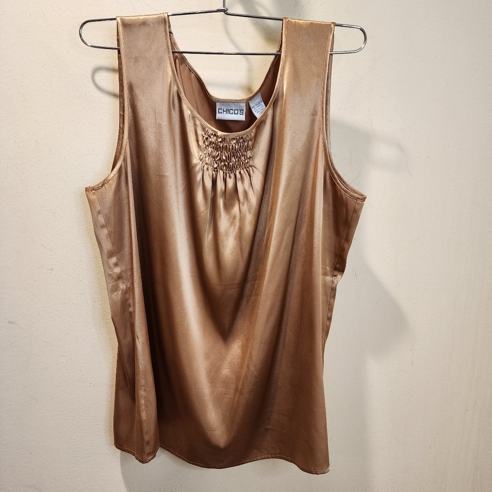 Chico's Metallic Gold Sleeveless Blouse Size 2
